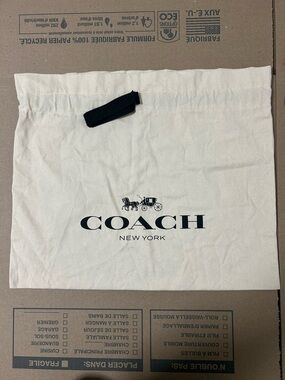 Coach Branded Drawstring Dust Bag Storage Cover Bag -XL- 13x20” 100% Cotton